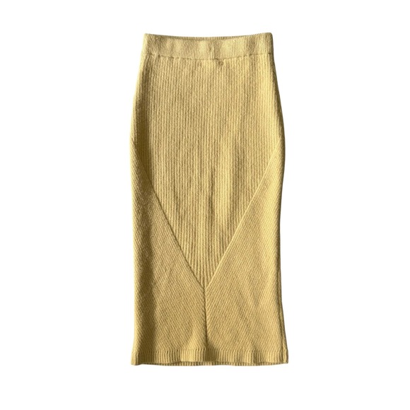 Sweet Baby Jamie Jamie Mizrahi RTR Butter Yellow Ribbed Knit Midi Skirt Size XS - Picture 6 of 7